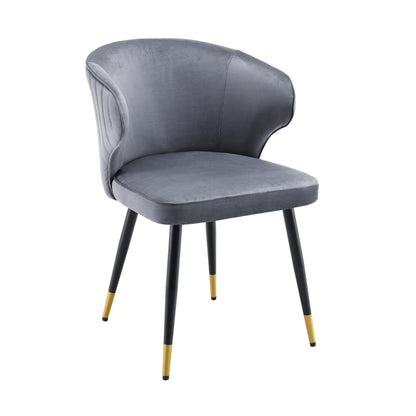 Ensemble de 2 chaises de salle à manger Carver rembourrées en velours gris Langham