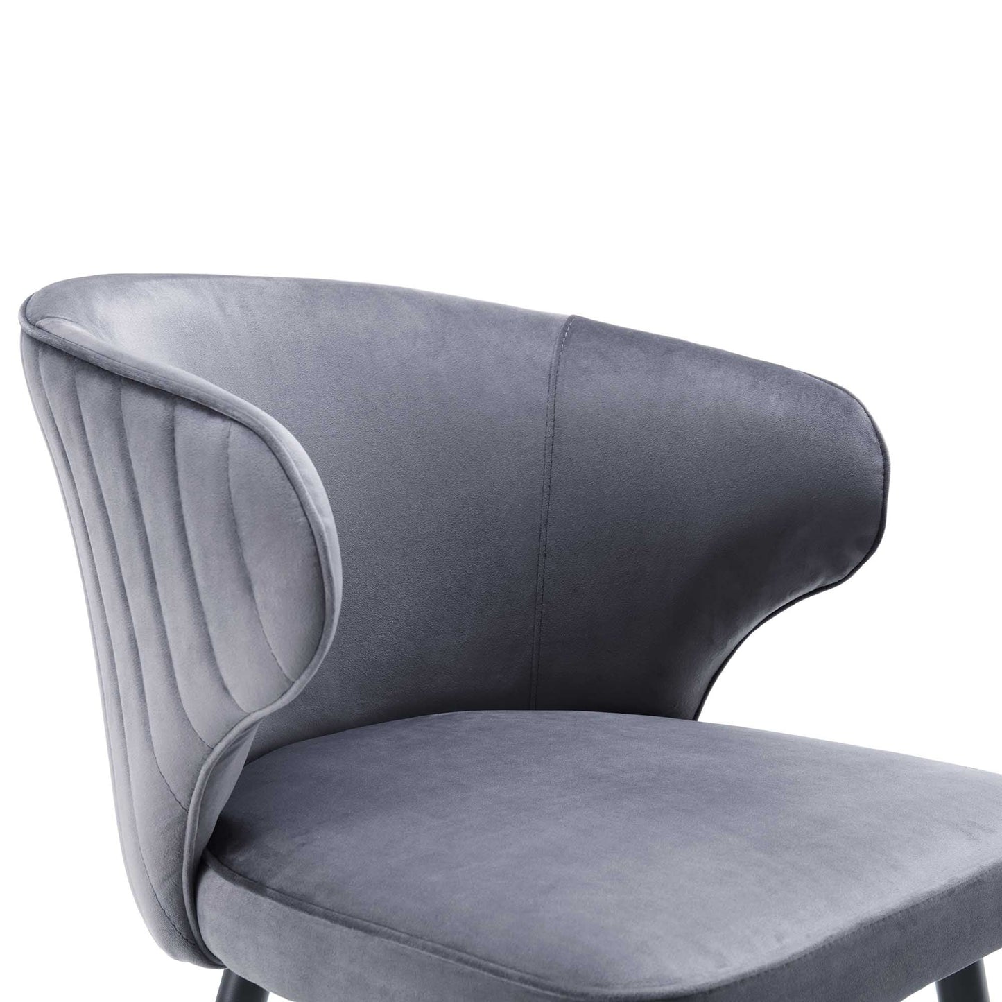 Ensemble de 2 chaises de salle à manger Carver rembourrées en velours gris Langham
