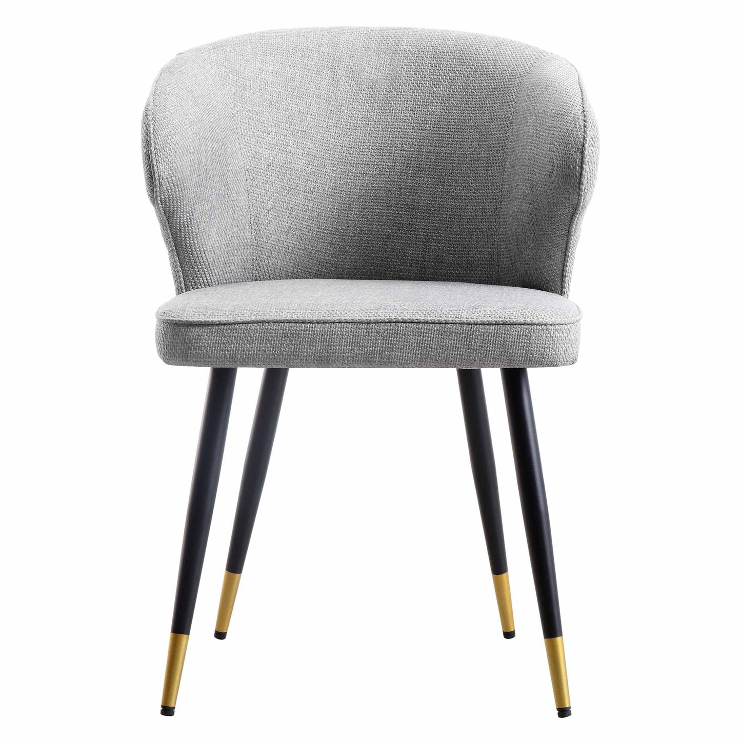 Ensemble de 2 chaises de salle à manger Carver en tissu tissé gris avec dossier cannelé Langham