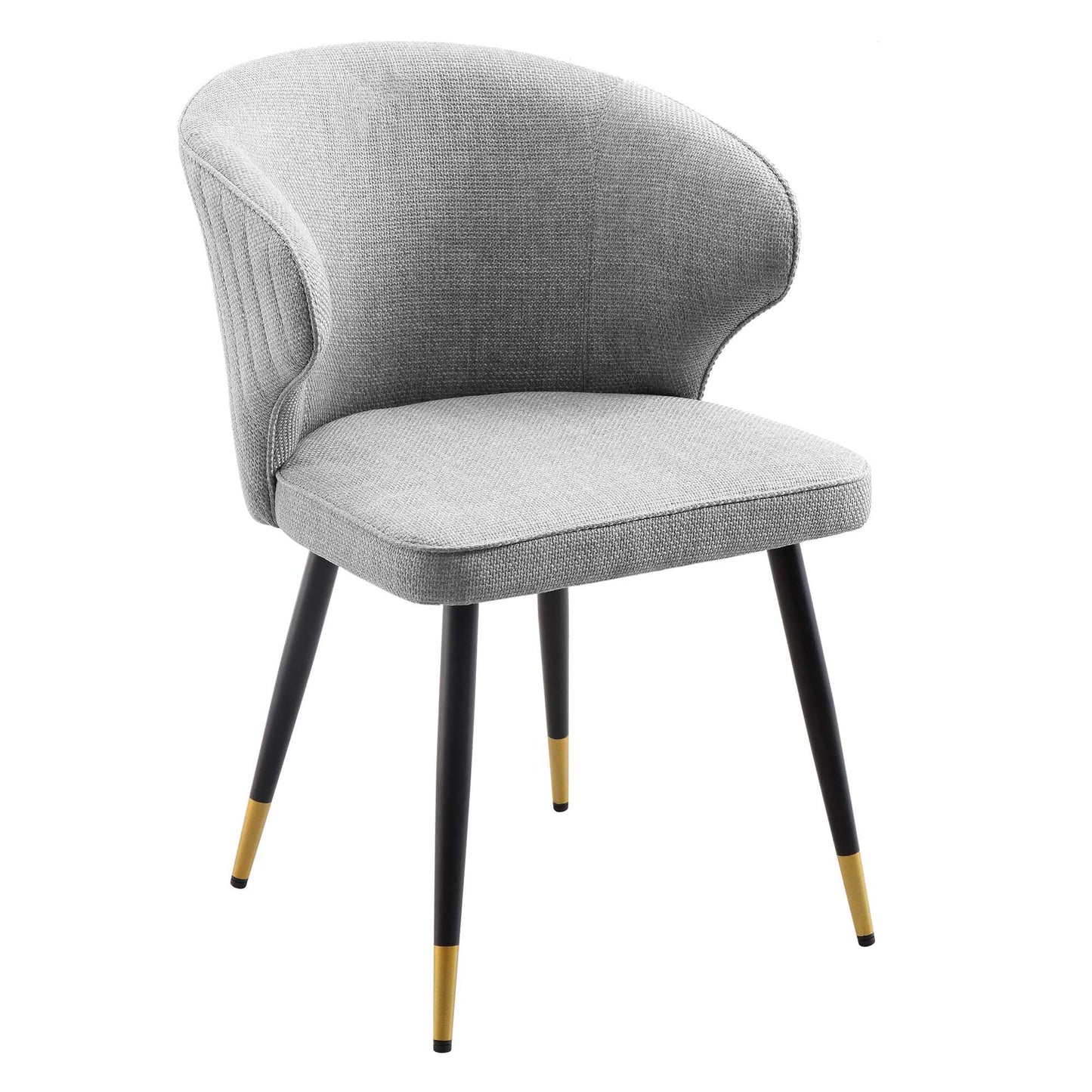 Ensemble de 2 chaises de salle à manger Carver en tissu tissé gris avec dossier cannelé Langham