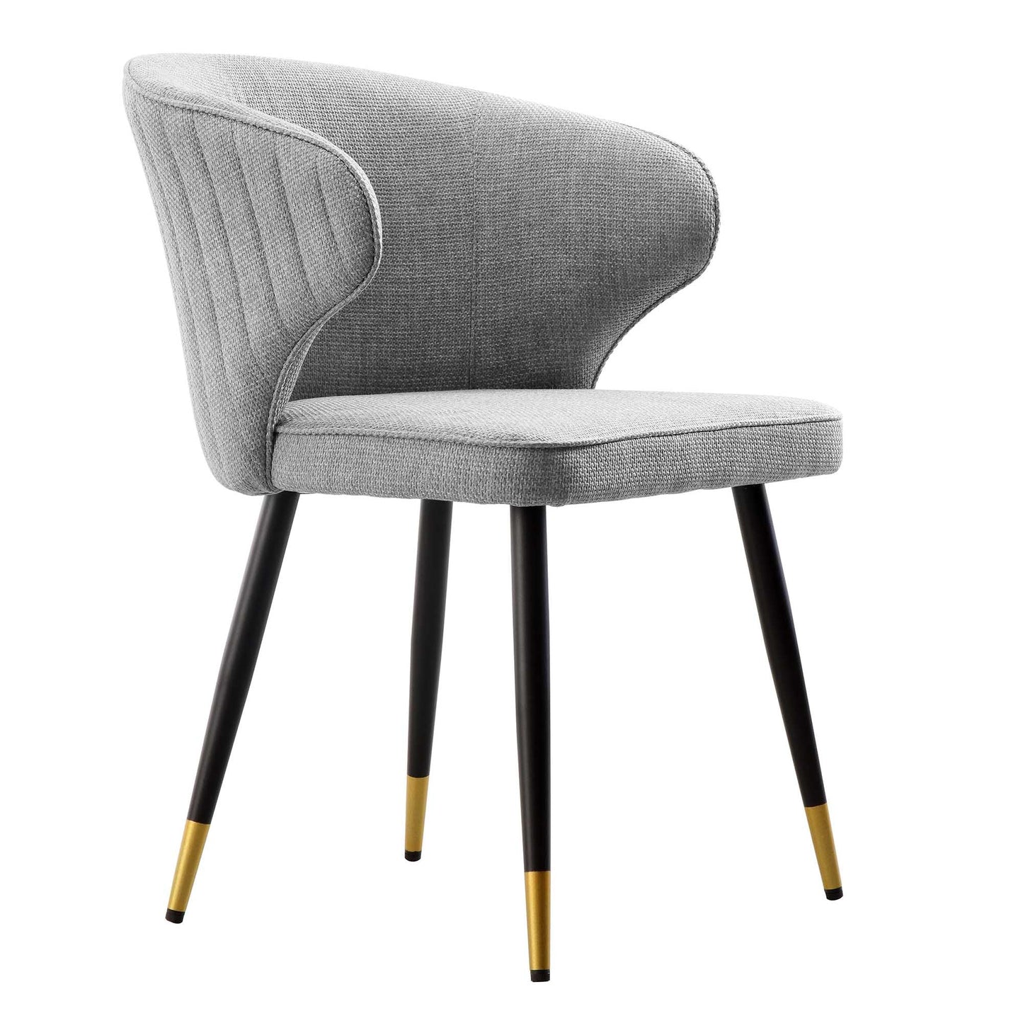 Ensemble de 2 chaises de salle à manger Carver en tissu tissé gris avec dossier cannelé Langham