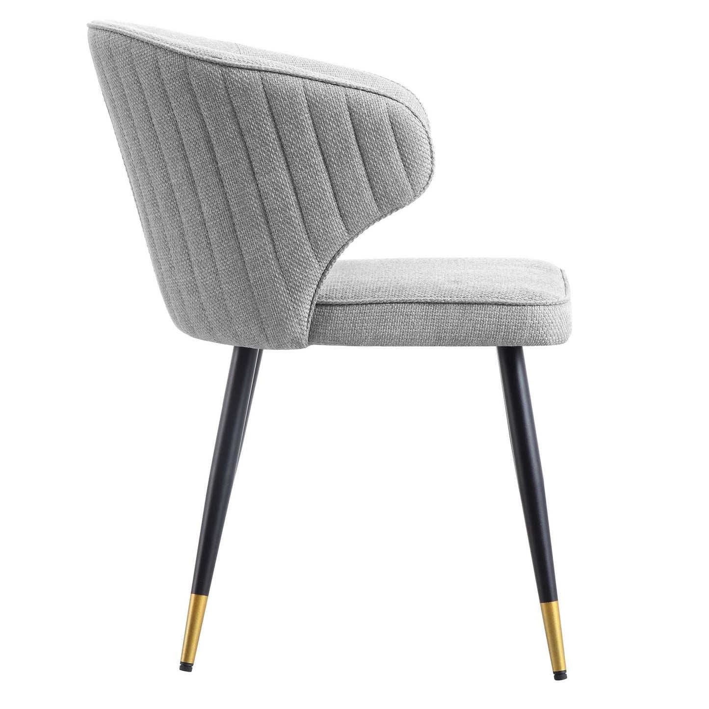 Ensemble de 2 chaises de salle à manger Carver en tissu tissé gris avec dossier cannelé Langham