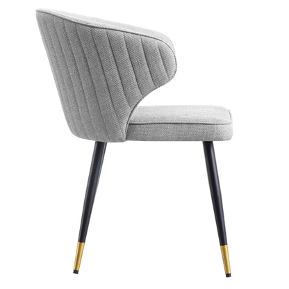Ensemble de 2 chaises de salle à manger Carver en tissu tissé gris avec dossier cannelé Langham