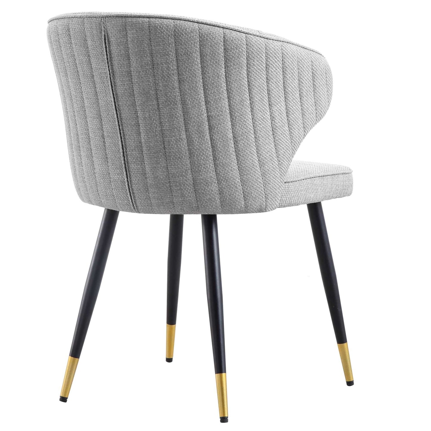 Ensemble de 2 chaises de salle à manger Carver en tissu tissé gris avec dossier cannelé Langham