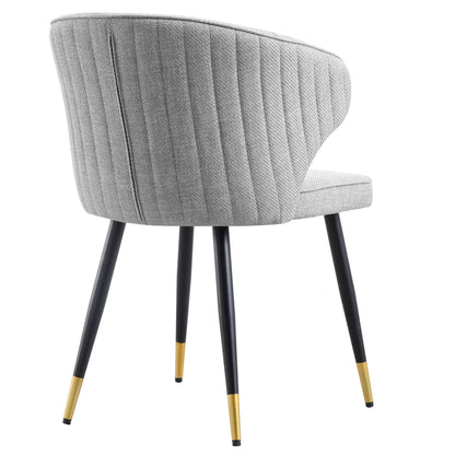 Ensemble de 2 chaises de salle à manger Carver en tissu tissé gris avec dossier cannelé Langham