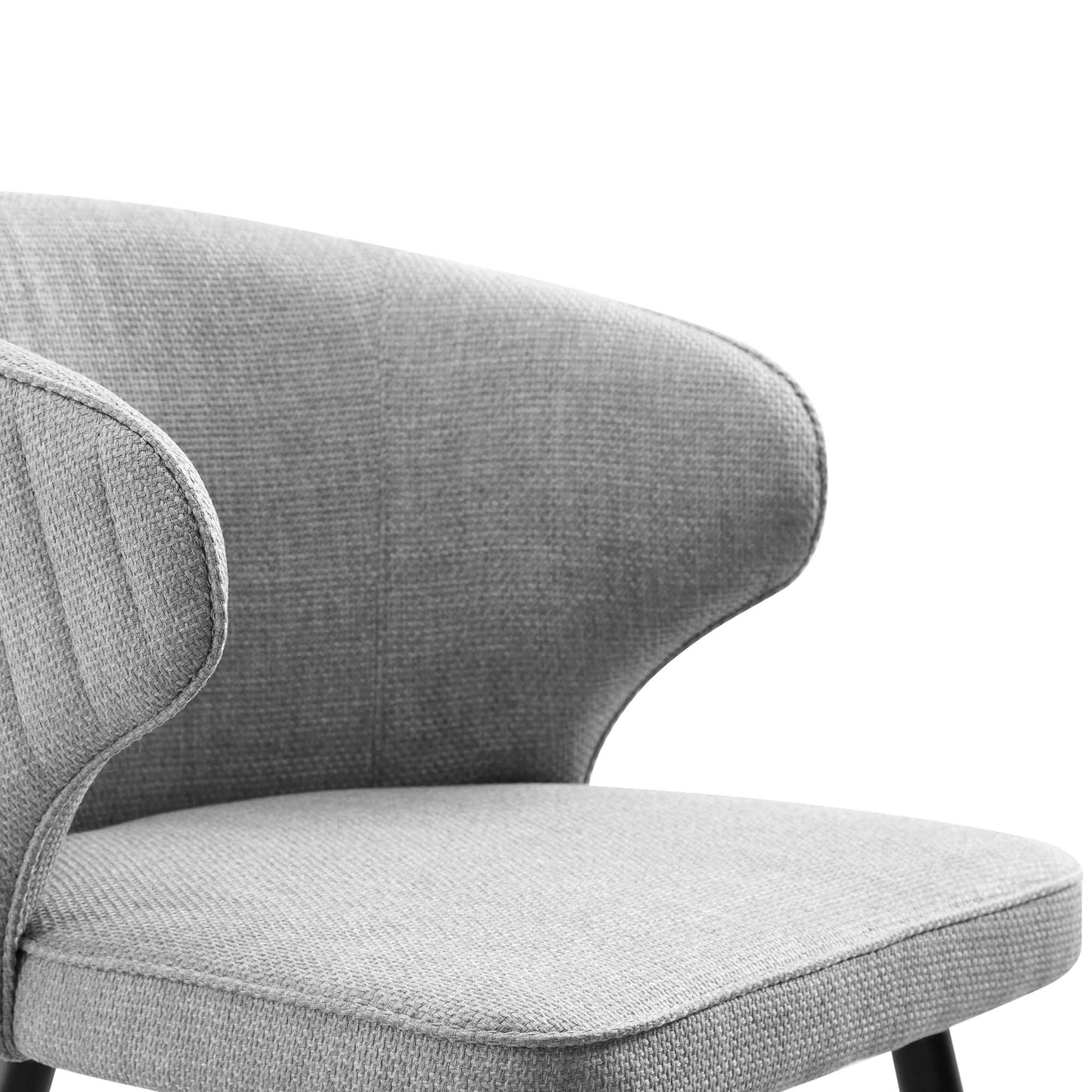 Ensemble de 2 chaises de salle à manger Carver en tissu tissé gris avec dossier cannelé Langham