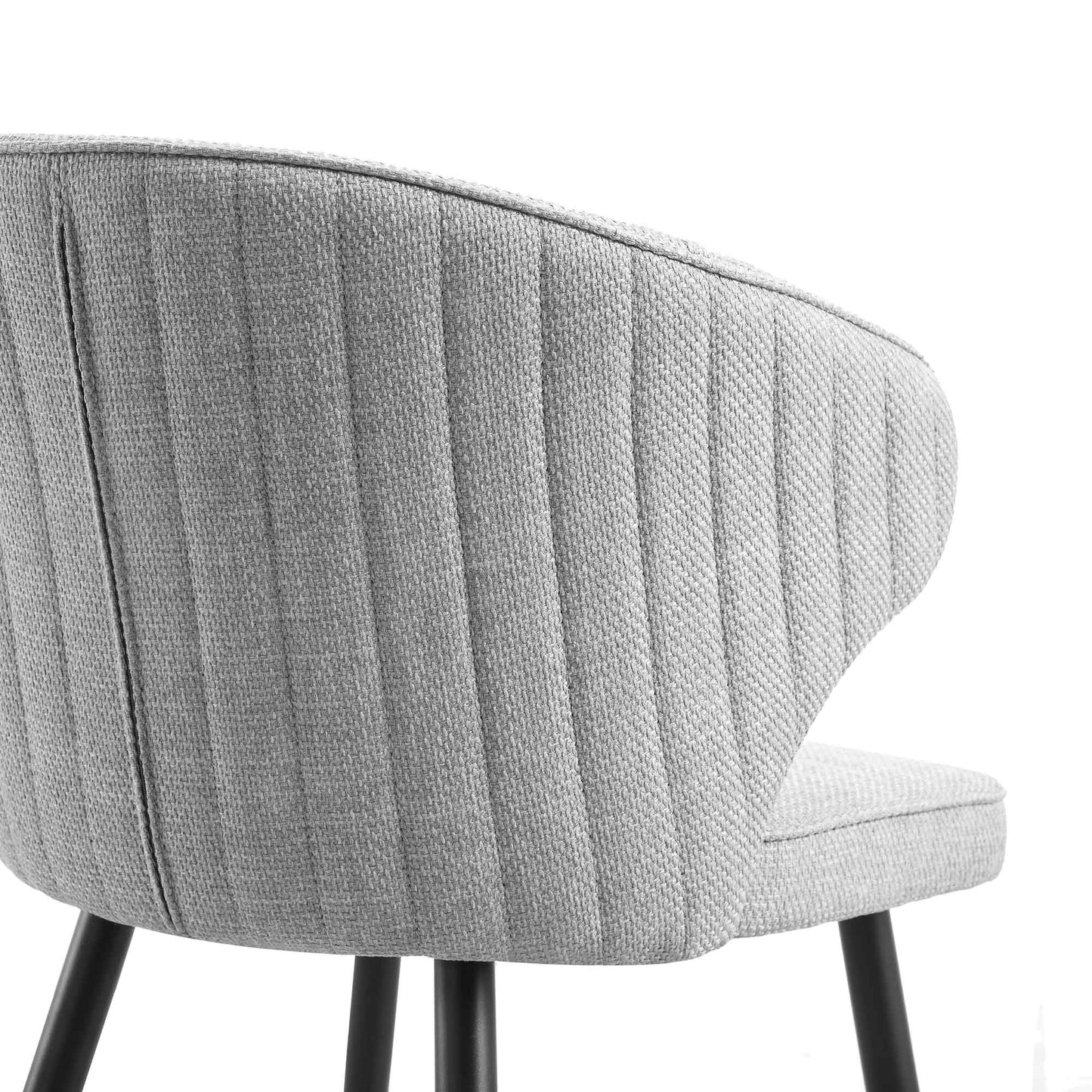 Ensemble de 2 chaises de salle à manger Carver en tissu tissé gris avec dossier cannelé Langham