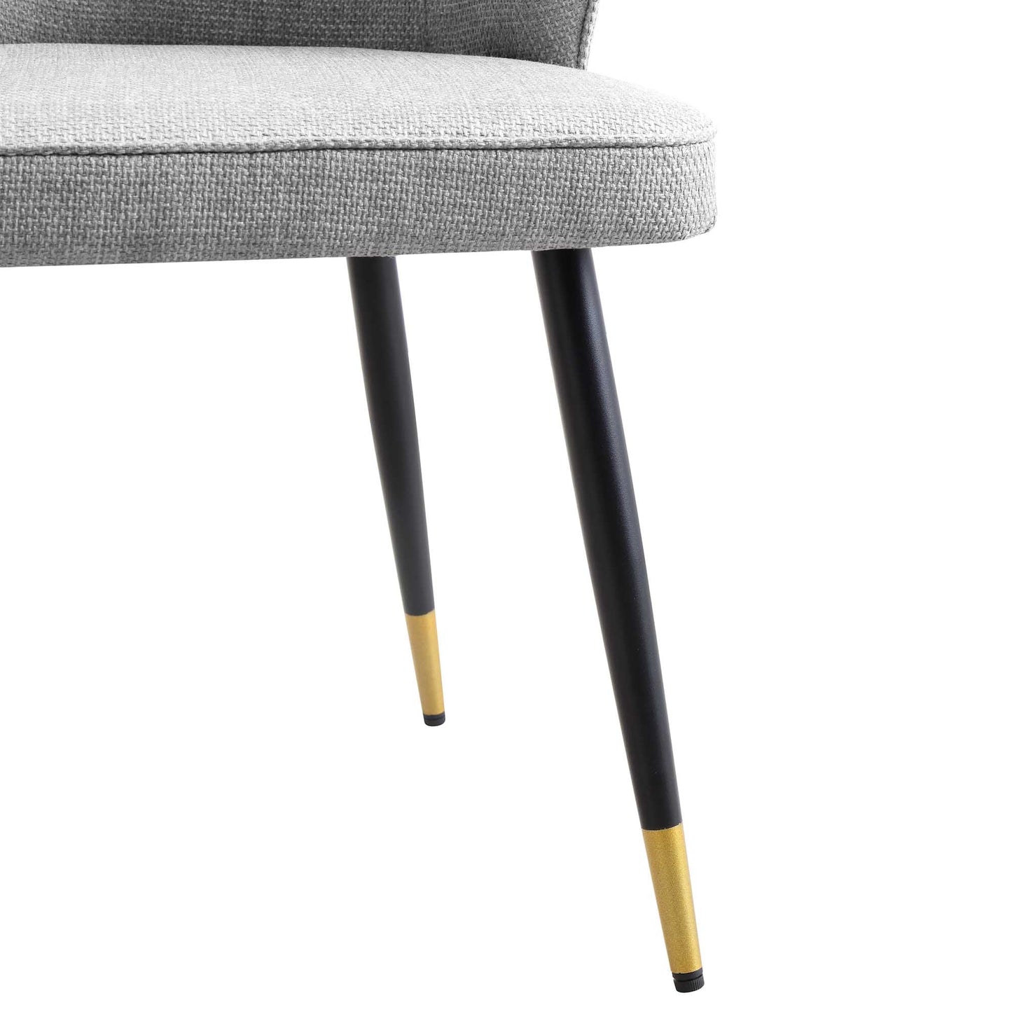 Ensemble de 2 chaises de salle à manger Carver en tissu tissé gris avec dossier cannelé Langham