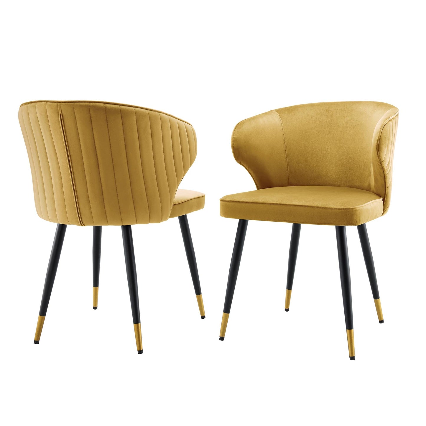 Ensemble de 2 chaises de salle à manger Carver rembourrées en velours moutarde Langham