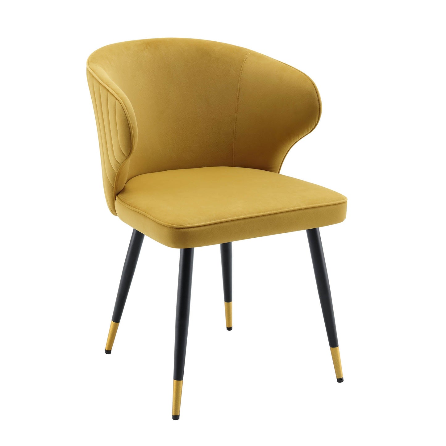 Ensemble de 2 chaises de salle à manger Carver rembourrées en velours moutarde Langham