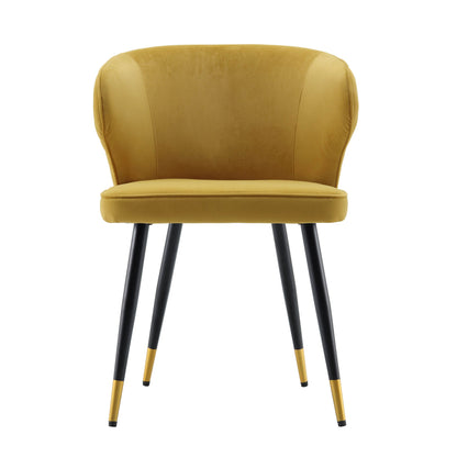 Ensemble de 2 chaises de salle à manger Carver rembourrées en velours moutarde Langham