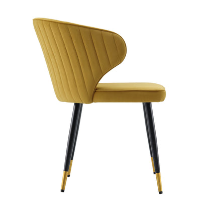 Ensemble de 2 chaises de salle à manger Carver rembourrées en velours moutarde Langham
