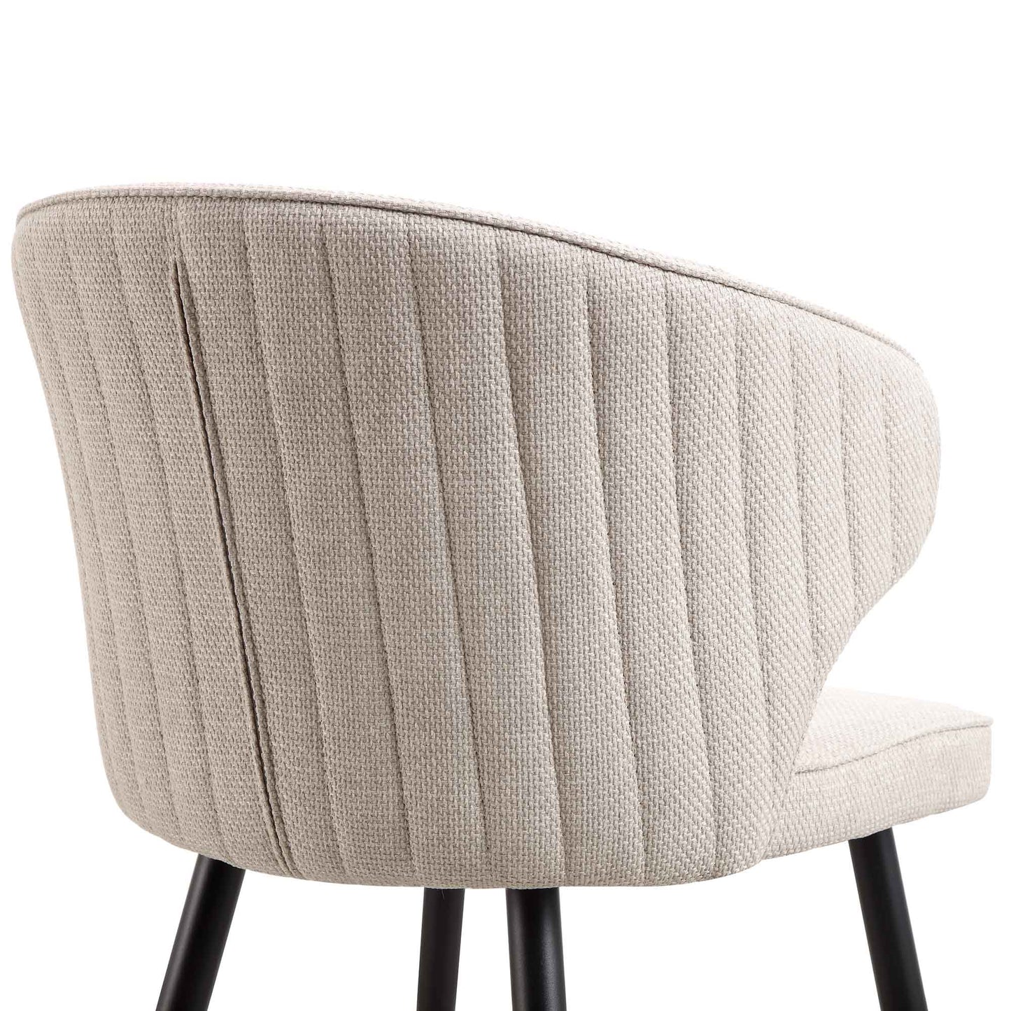 Ensemble de 2 chaises de salle à manger Carver en tissu tissé couleur avoine avec dossier cannelé