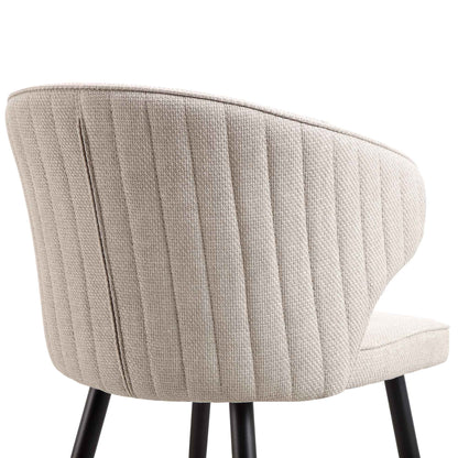 Ensemble de 2 chaises de salle à manger Carver en tissu tissé couleur avoine avec dossier cannelé