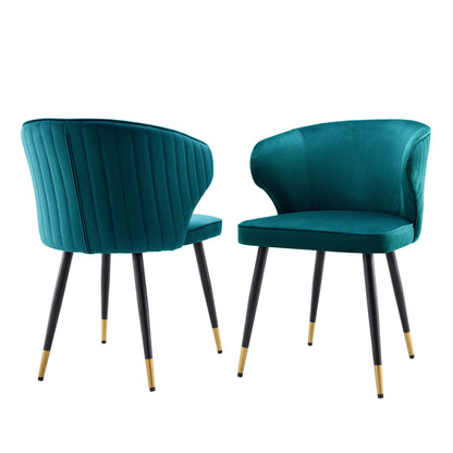 Ensemble de 2 chaises de salle à manger Carver rembourrées en velours bleu sarcelle Langham