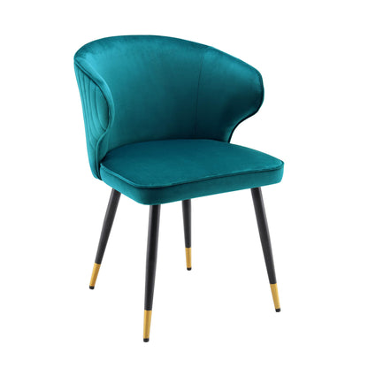 Ensemble de 2 chaises de salle à manger Carver rembourrées en velours bleu sarcelle Langham