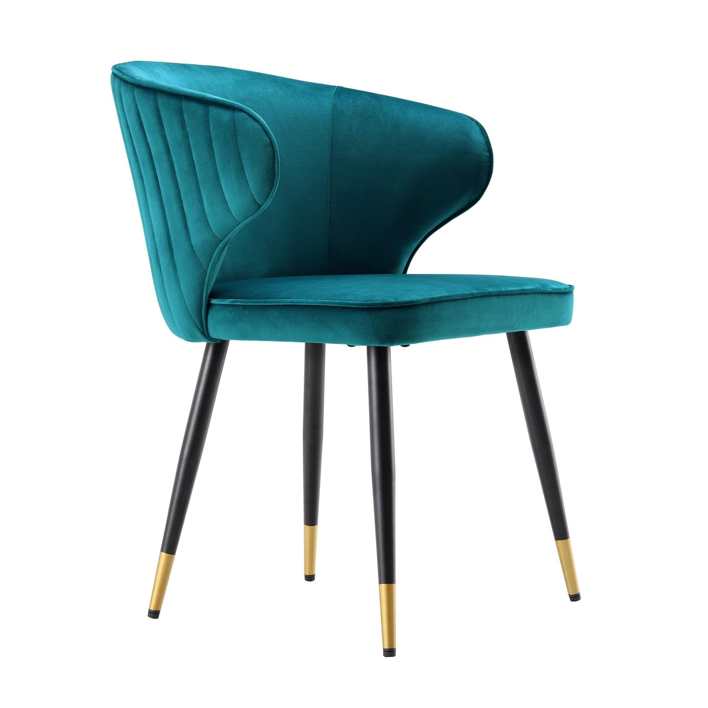 Ensemble de 2 chaises de salle à manger Carver rembourrées en velours bleu sarcelle Langham