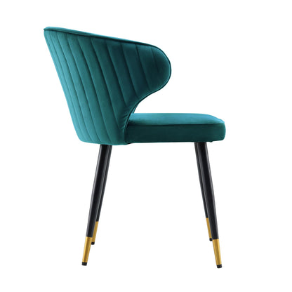 Ensemble de 2 chaises de salle à manger Carver rembourrées en velours bleu sarcelle Langham