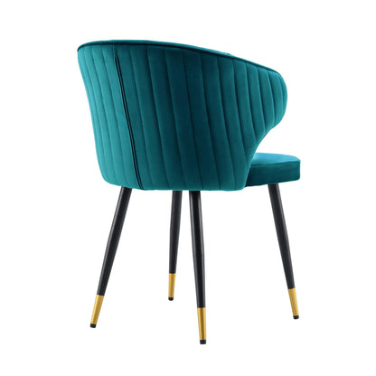 Ensemble de 2 chaises de salle à manger Carver rembourrées en velours bleu sarcelle Langham