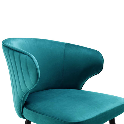 Ensemble de 2 chaises de salle à manger Carver rembourrées en velours bleu sarcelle Langham