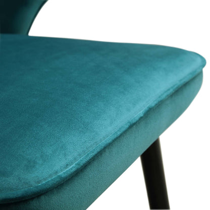 Ensemble de 2 chaises de salle à manger Carver rembourrées en velours bleu sarcelle Langham