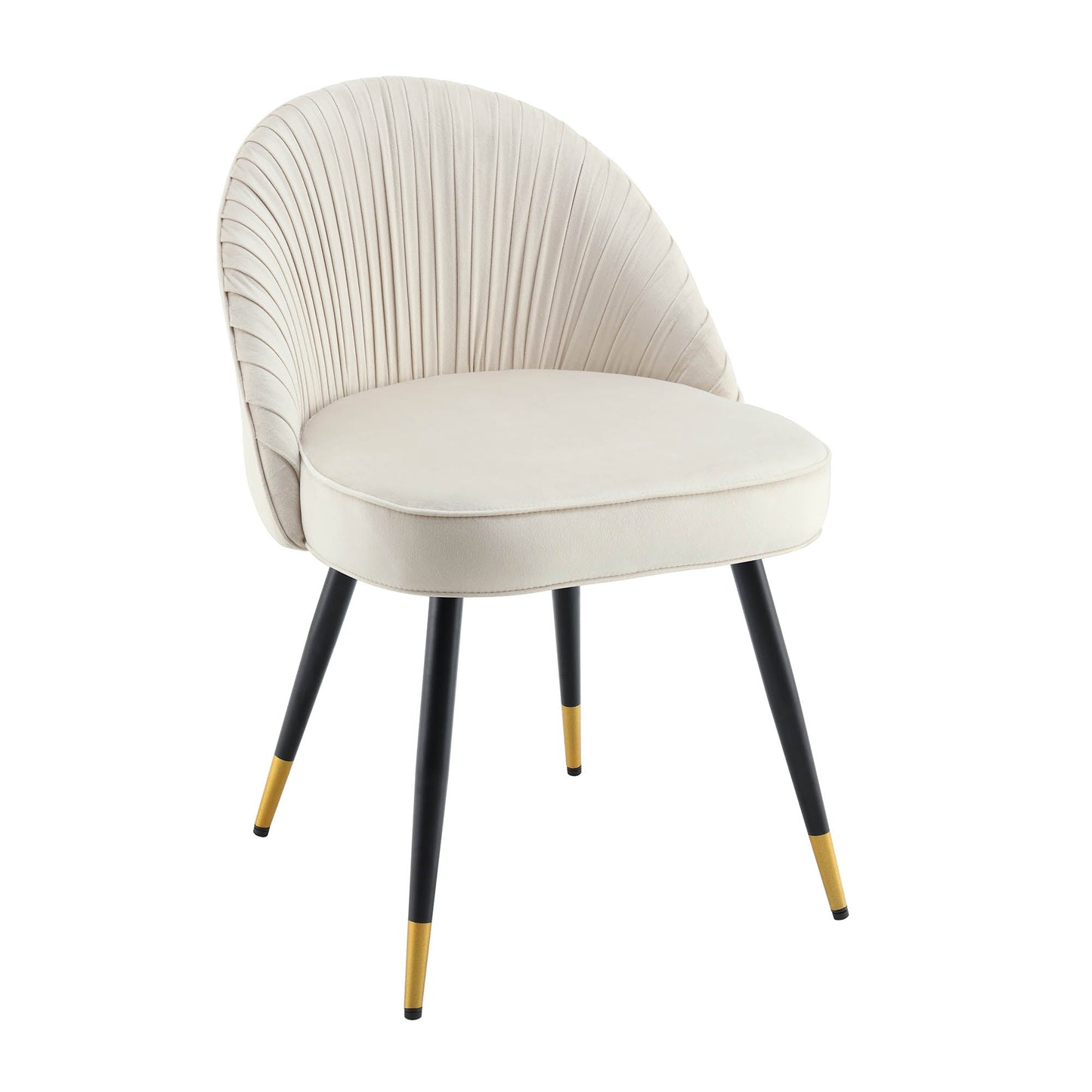Lot de 2 chaises de salle à manger rembourrées en velours plissé champagne Miyae