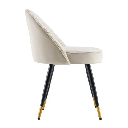Lot de 2 chaises de salle à manger rembourrées en velours plissé champagne Miyae
