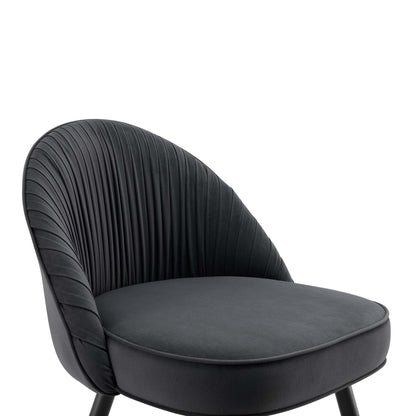 Lot de 2 chaises de salle à manger rembourrées en velours anthracite plissé Miyae