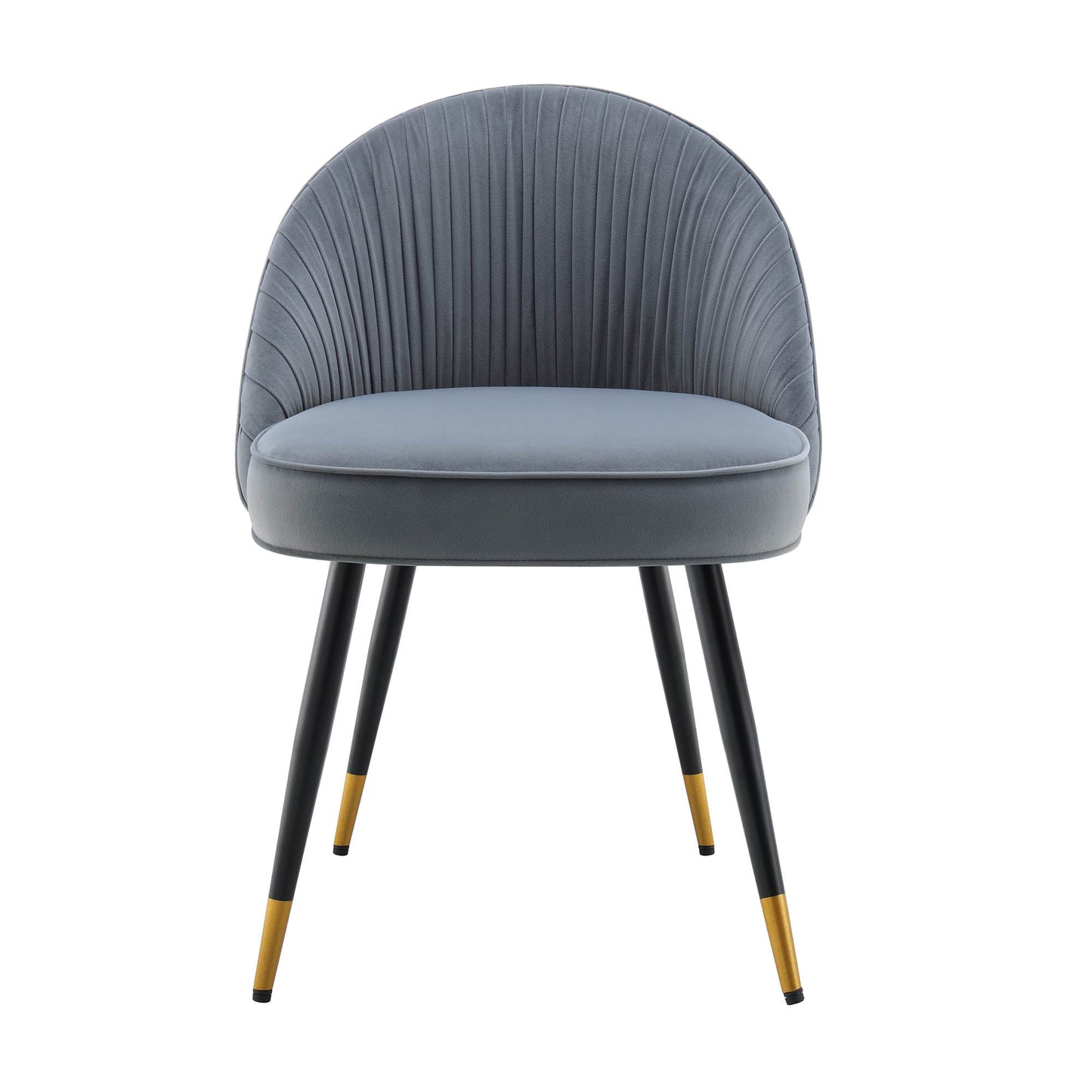 Lot de 2 chaises de salle à manger rembourrées en velours gris clair plissé Miyae