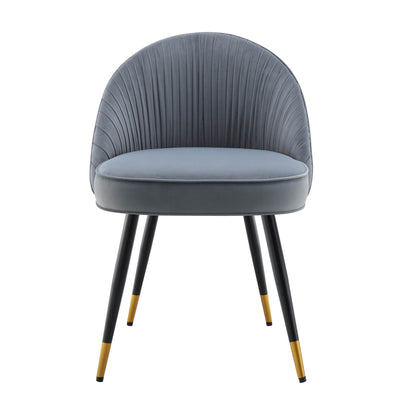 Lot de 2 chaises de salle à manger rembourrées en velours gris clair plissé Miyae