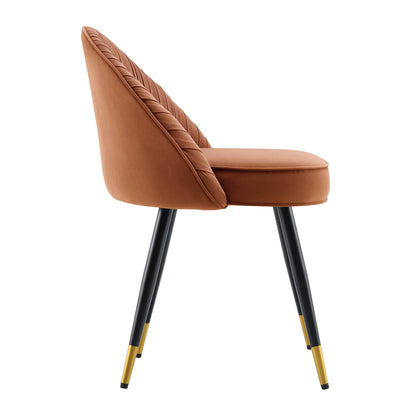 Lot de 2 chaises de salle à manger rembourrées en velours plissé orange brûlé Miyae