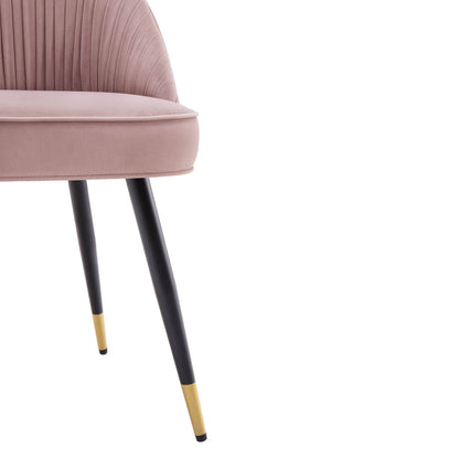 Lot de 2 chaises de salle à manger rembourrées en velours rose pâle plissé Miyae