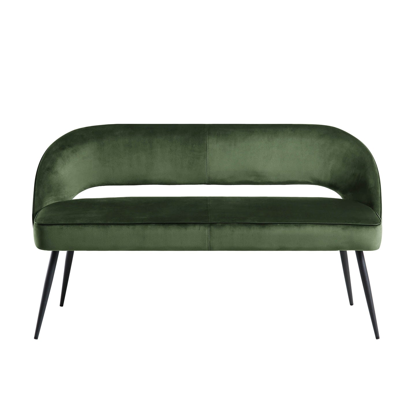 Banc de salle à manger 3 places Oakley en velours vert foncé avec passepoil contrasté