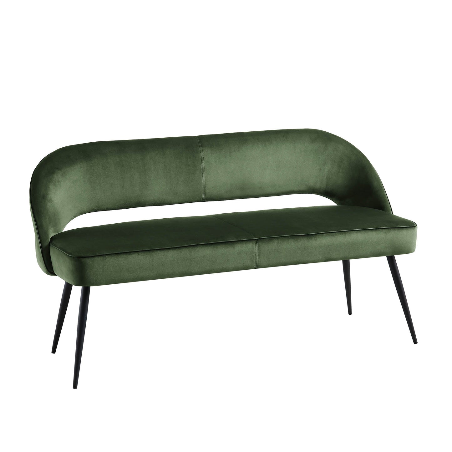 Banc de salle à manger 3 places Oakley en velours vert foncé avec passepoil contrasté