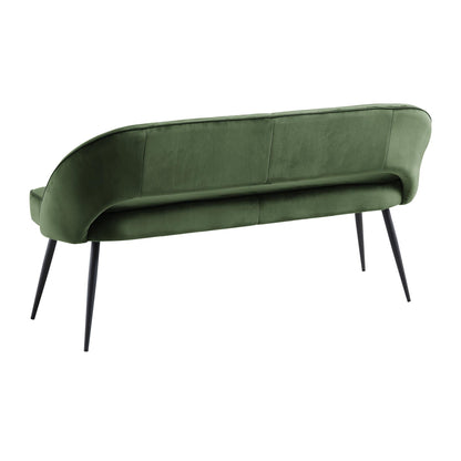 Banc de salle à manger 3 places Oakley en velours vert foncé avec passepoil contrasté