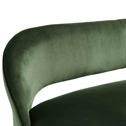 Banc de salle à manger 3 places Oakley en velours vert foncé avec passepoil contrasté