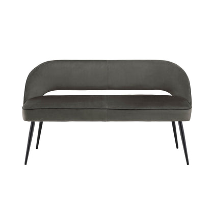 Banc de salle à manger 3 places Oakley en velours gris foncé avec passepoil contrasté