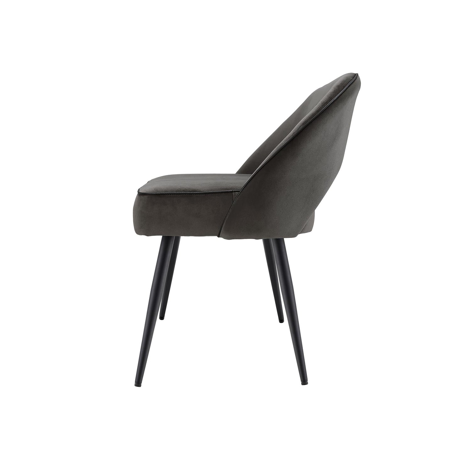 Banc de salle à manger 3 places Oakley en velours gris foncé avec passepoil contrasté