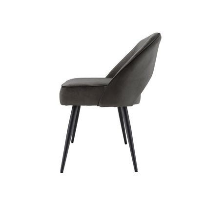 Banc de salle à manger 3 places Oakley en velours gris foncé avec passepoil contrasté
