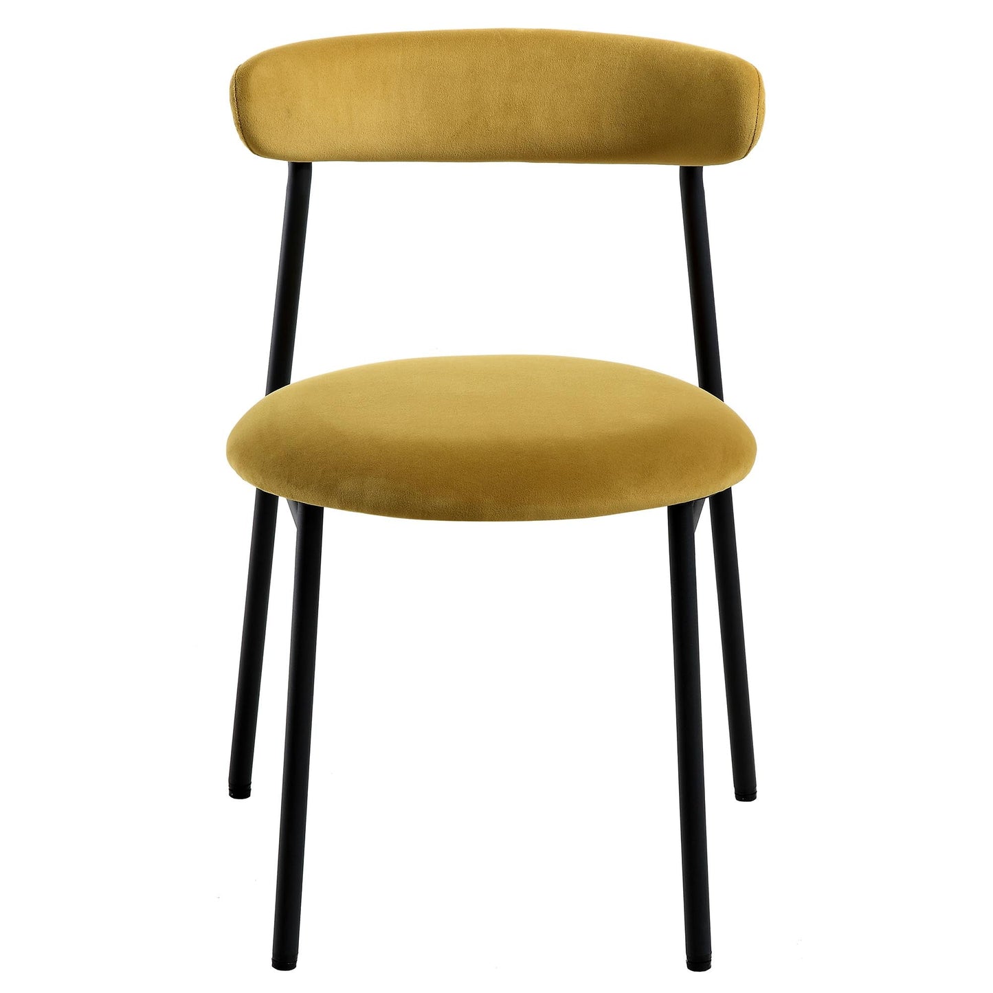Ensemble de 2 chaises de salle à manger en velours jaune moutarde Donna