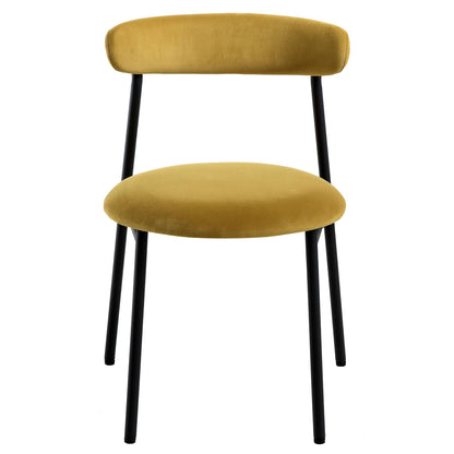 Ensemble de 2 chaises de salle à manger en velours jaune moutarde Donna