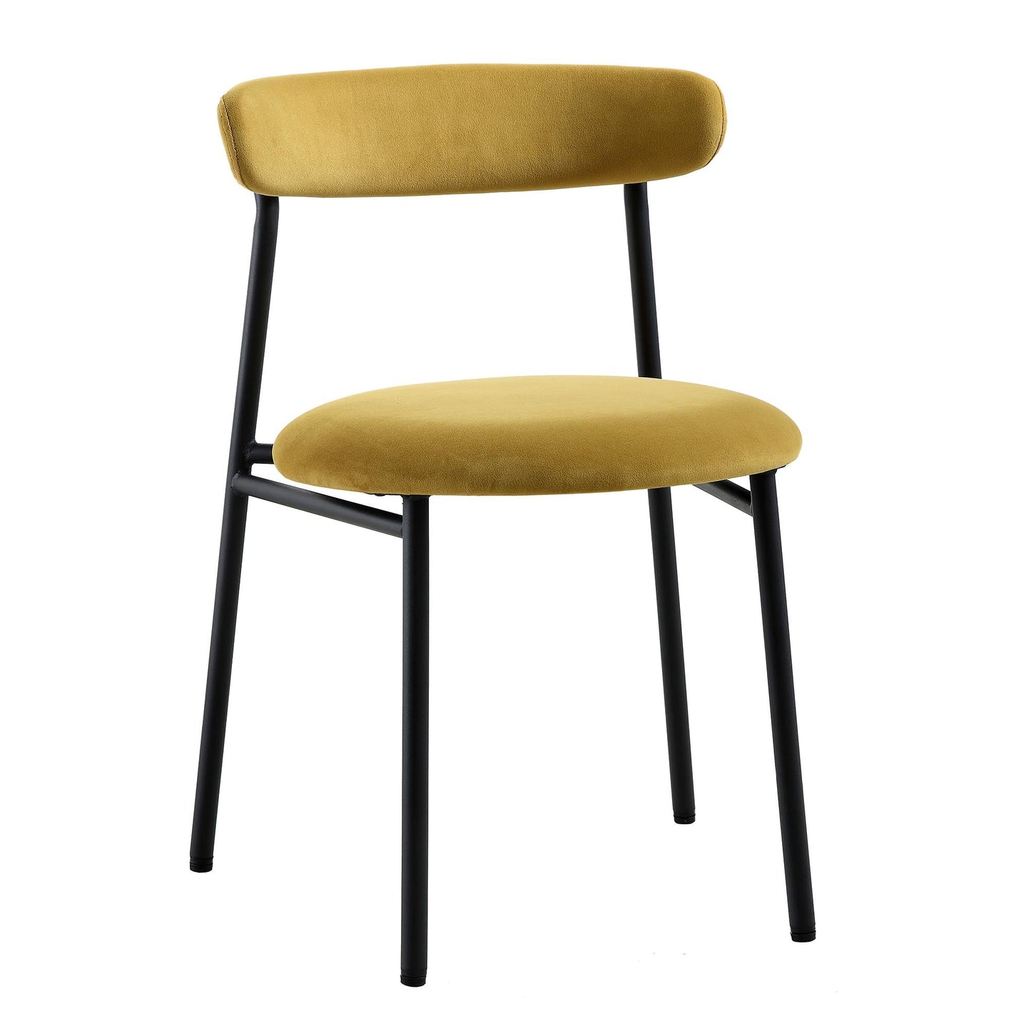Ensemble de 2 chaises de salle à manger en velours jaune moutarde Donna