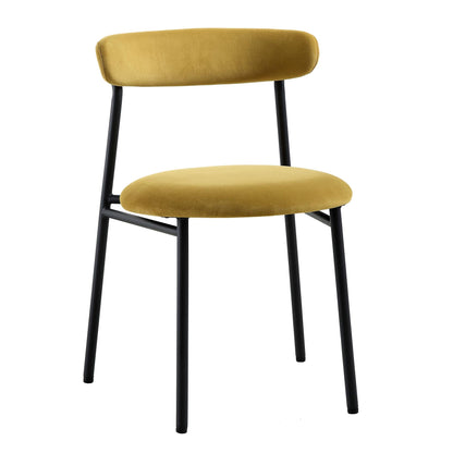 Ensemble de 2 chaises de salle à manger en velours jaune moutarde Donna