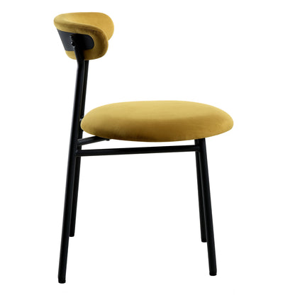 Ensemble de 2 chaises de salle à manger en velours jaune moutarde Donna