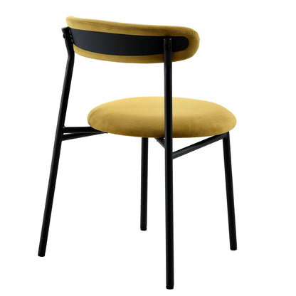 Ensemble de 2 chaises de salle à manger en velours jaune moutarde Donna
