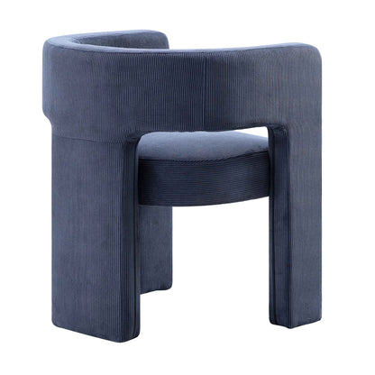 Chaise de salle à manger en velours côtelé bleu Greenwich