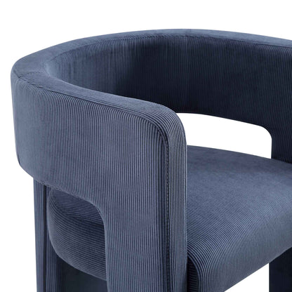 Chaise de salle à manger en velours côtelé bleu Greenwich