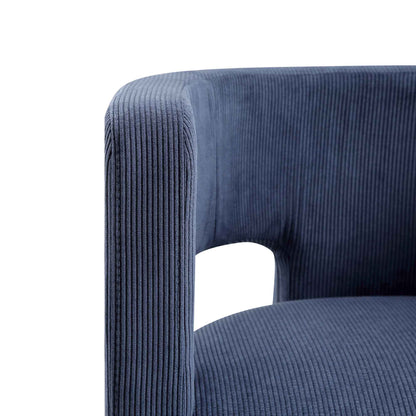 Chaise de salle à manger en velours côtelé bleu Greenwich