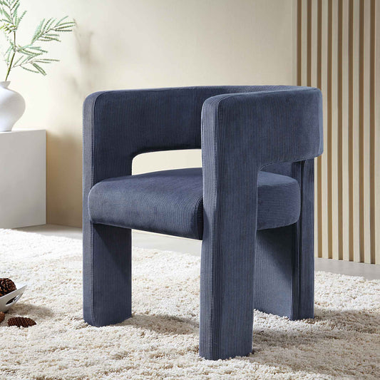 Chaise de salle à manger en velours côtelé bleu Greenwich