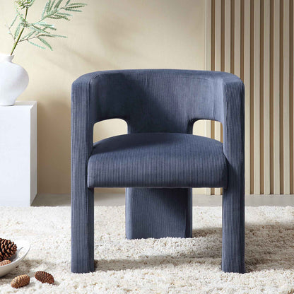Chaise de salle à manger en velours côtelé bleu Greenwich